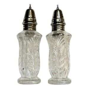 FIFTH AVENUE CRYSTAL 24% Lead Salt Pepper Shakers Cut Glass Set Elegant Dining
